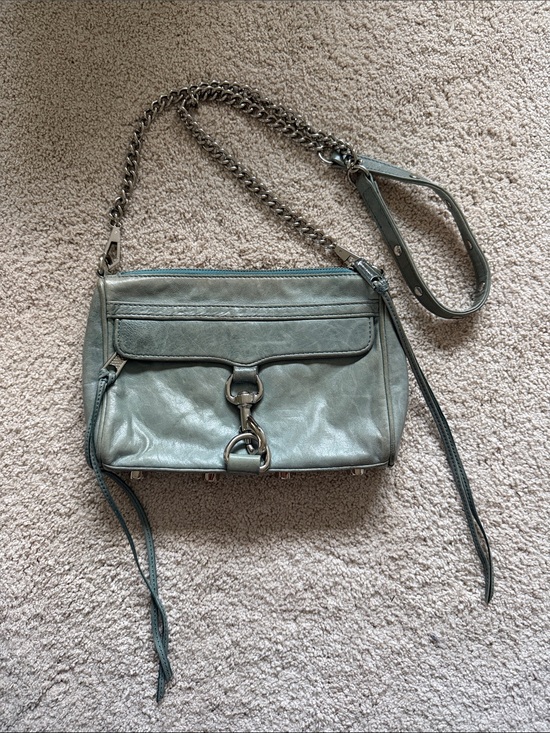 Rebecca Minkoff Handbags - Metallic Sage Green Leather Crossbody Bag with Chain Strap